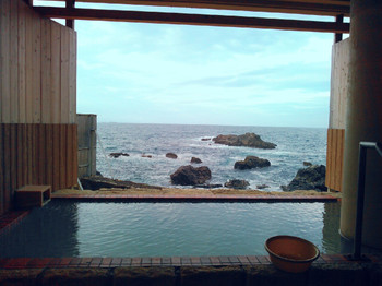 Open-air bath with ocean view