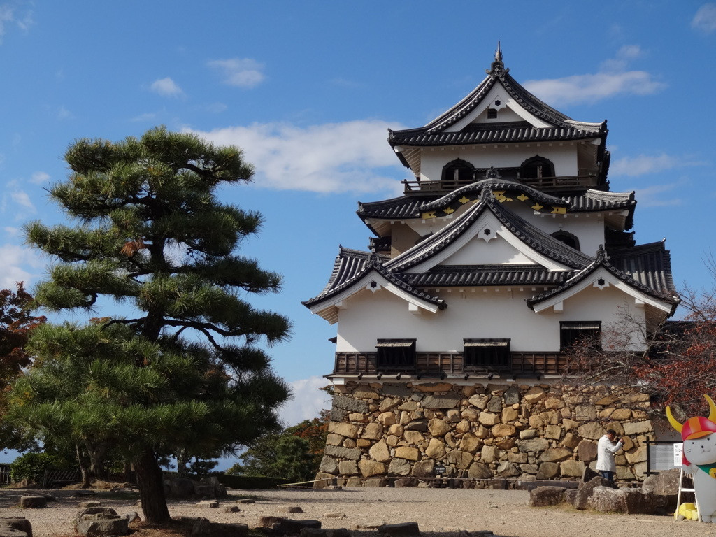 玄宮園からの彦根城の天守閣 