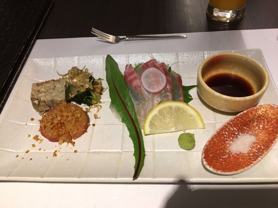 松山鶏のパテ 法蓮草と瀬戸しらすタルタル 真鯛の御造里