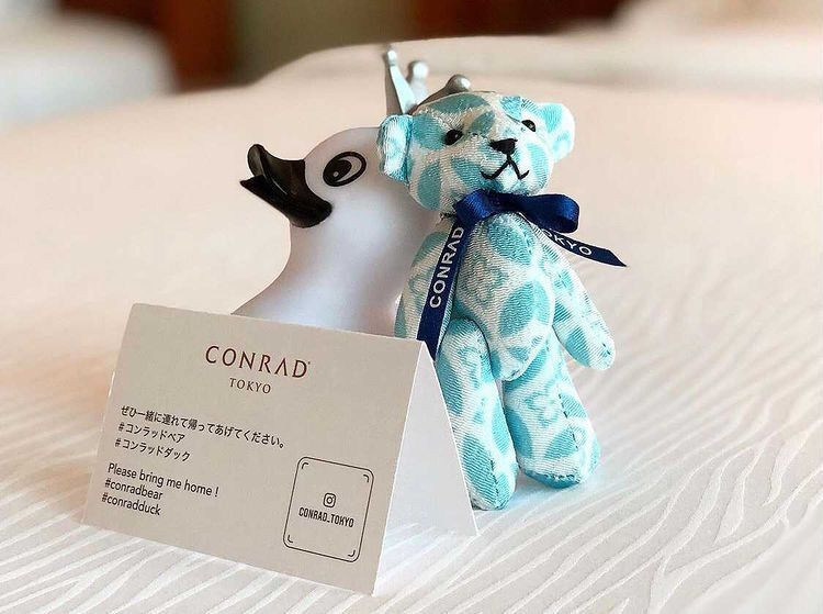 客室ベッドの上のベアとダックが可愛くて記念に連れて帰りました♪