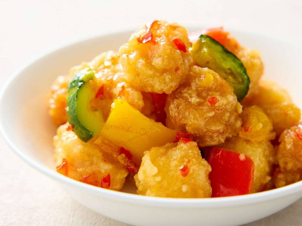 朝食ブッフェ ポップコーンチキンのスイートチリソース