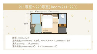 (211-220) 源泉かけ流し温泉付きビジネスホテルタイプ (素泊まりプラン)