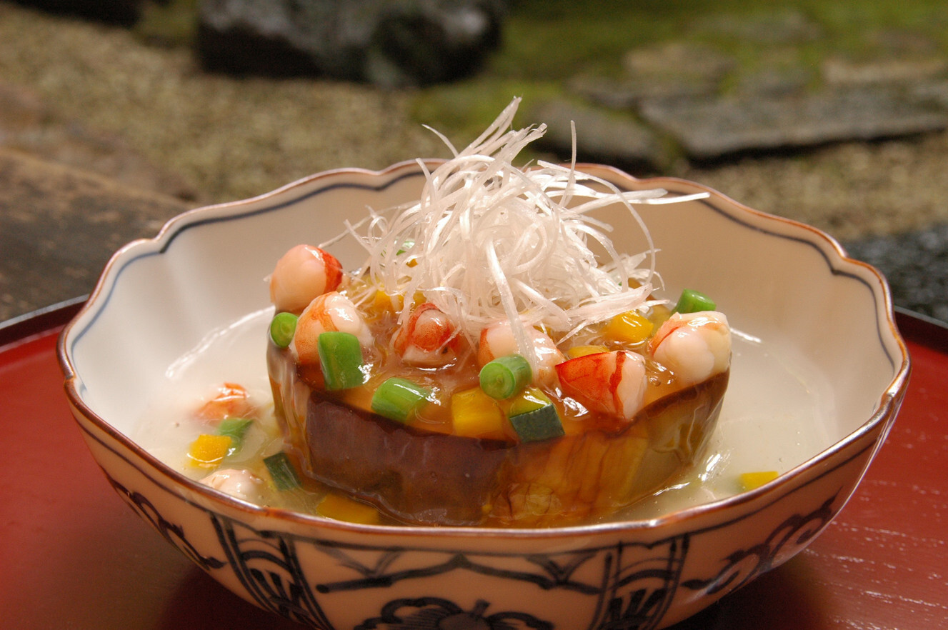 「料理旅宿 井筒安」 料理 7452487 加茂茄子の七宝葛庵掛け（季節、コースによって内容は変わります。）