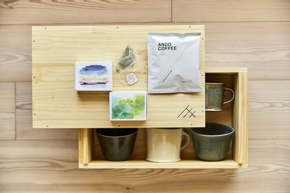 客室のミニバーでカフェタイム