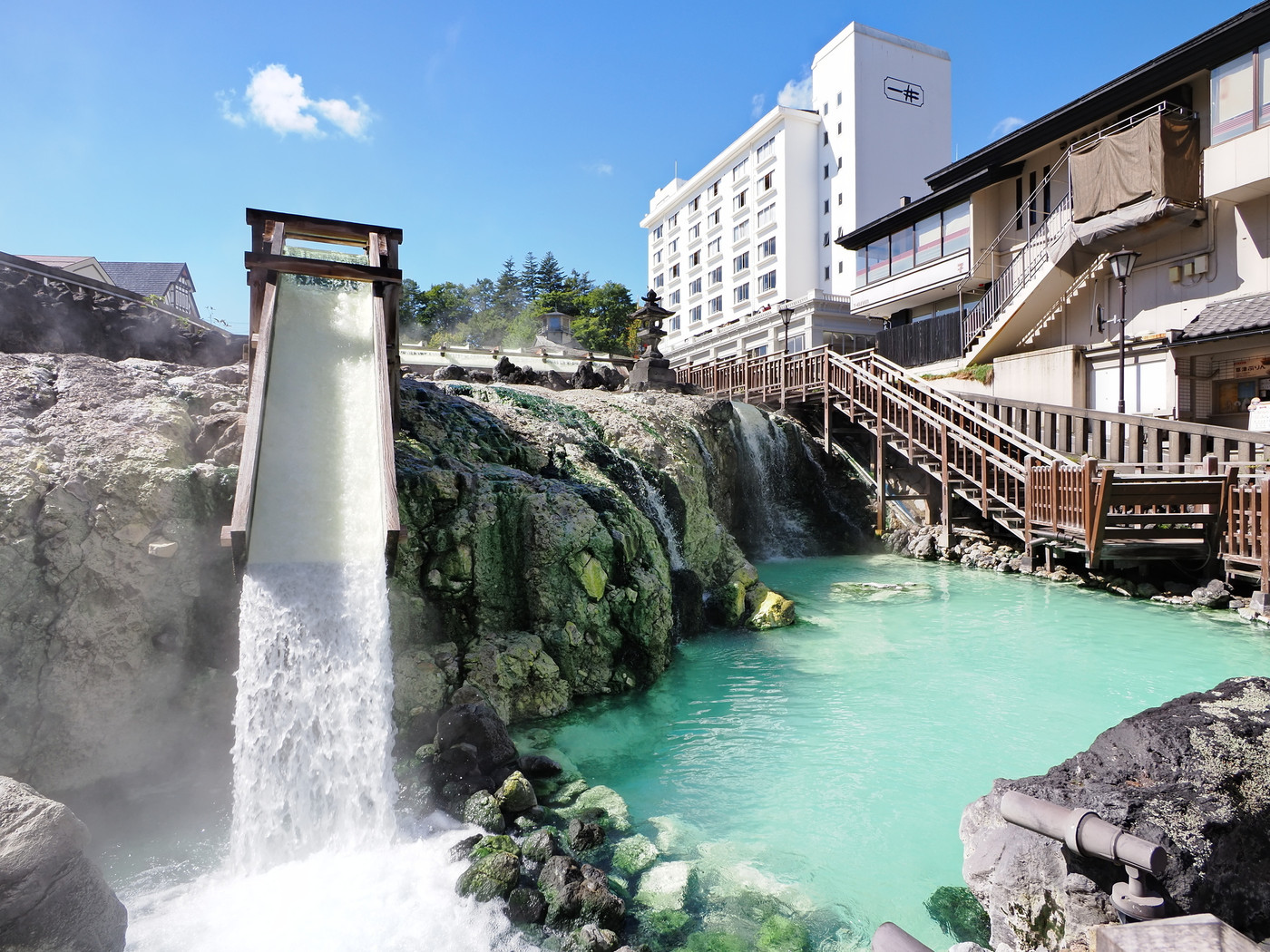 草津温泉 湯畑の風景
