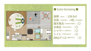 グランピング (露天風呂 & テントサウナ付き）