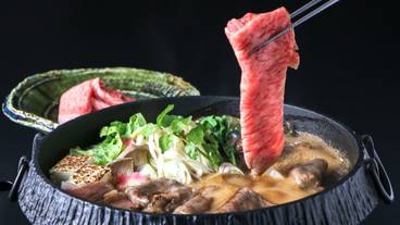 夕食の甲州牛のすき焼き / 6