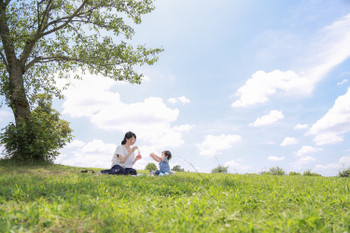 At a picnic on a sunny day