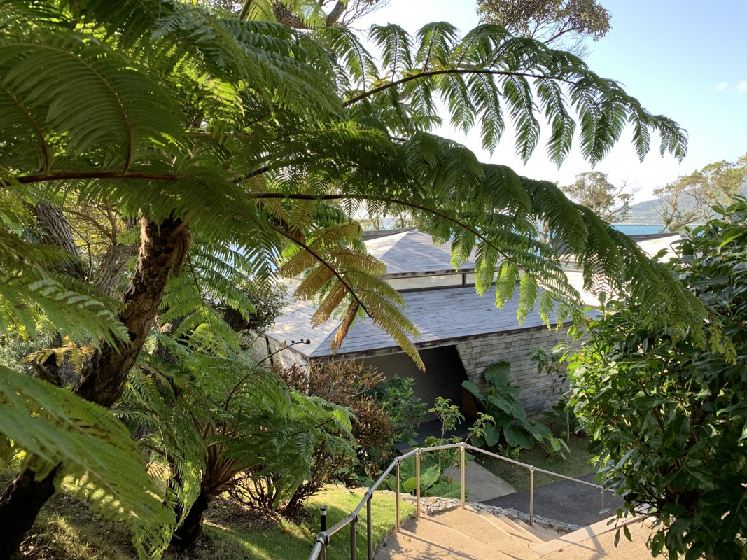 ヴィラからレストランのあるレセプション棟への小径の景色