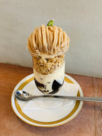 「古白」 料理 160220303 和栗とラムレーズンのパルフェ　¥1000-