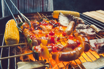 Barbecue grill on a barbecue on the grill