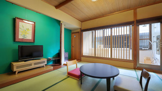 [若葉･松風] 源泉かけ流し半露天桧風呂付モダン和室 禁煙