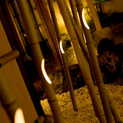 大浴場 竹の照明