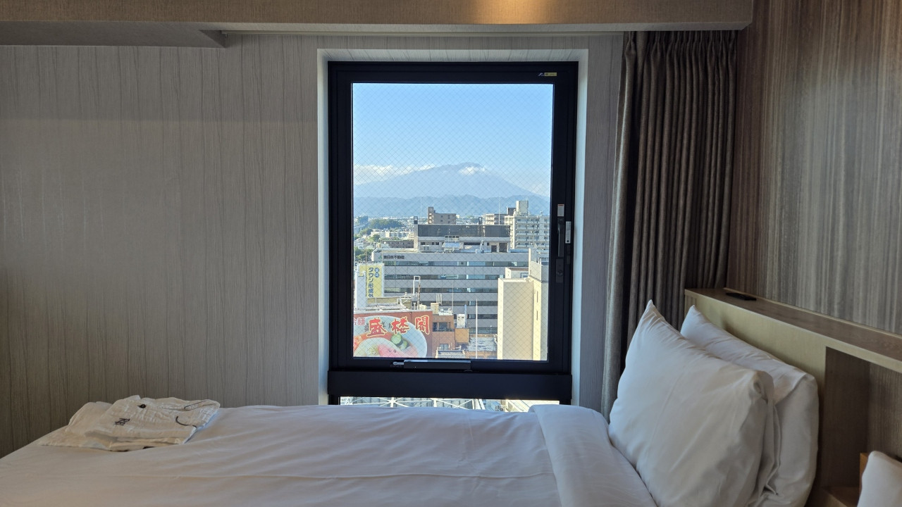 ベッド横からは岩手山