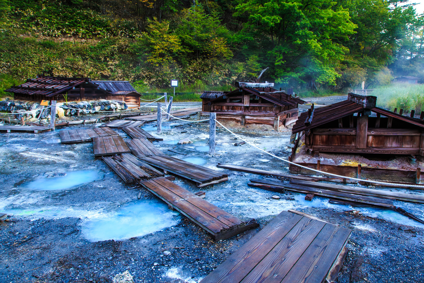 湯元温泉　源泉　朝風景　【栃木県日光市湯元】