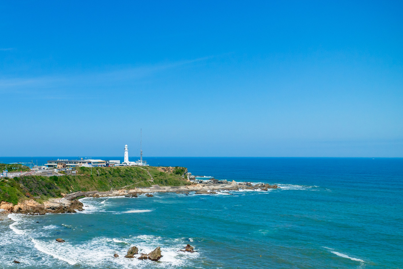 犬吠埼灯台付近を空撮
