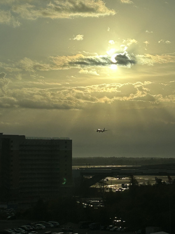 着陸する飛行機が見えました