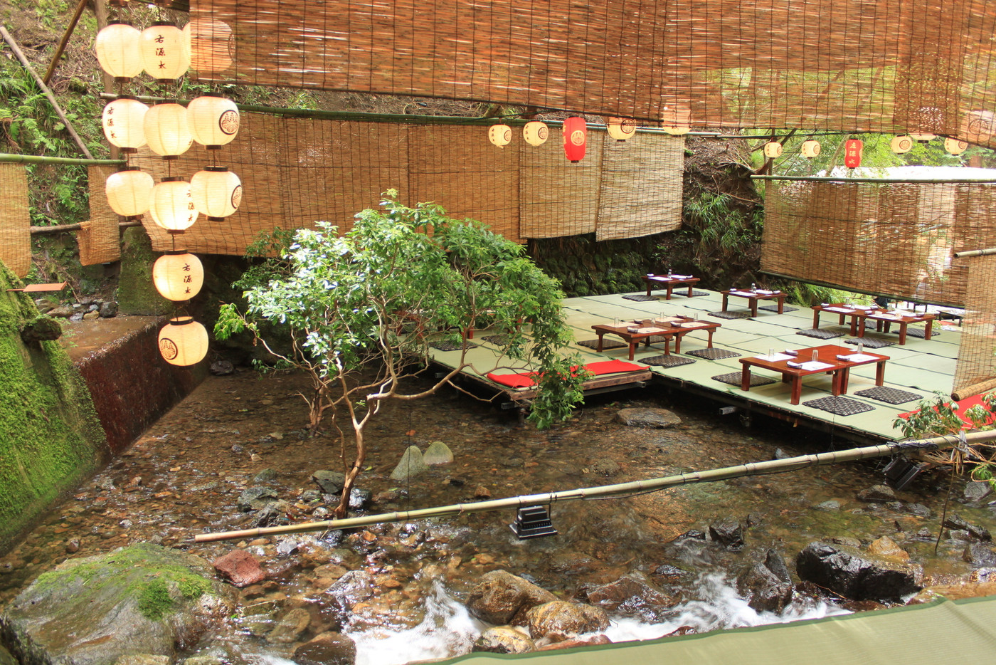 京都貴船川床風景