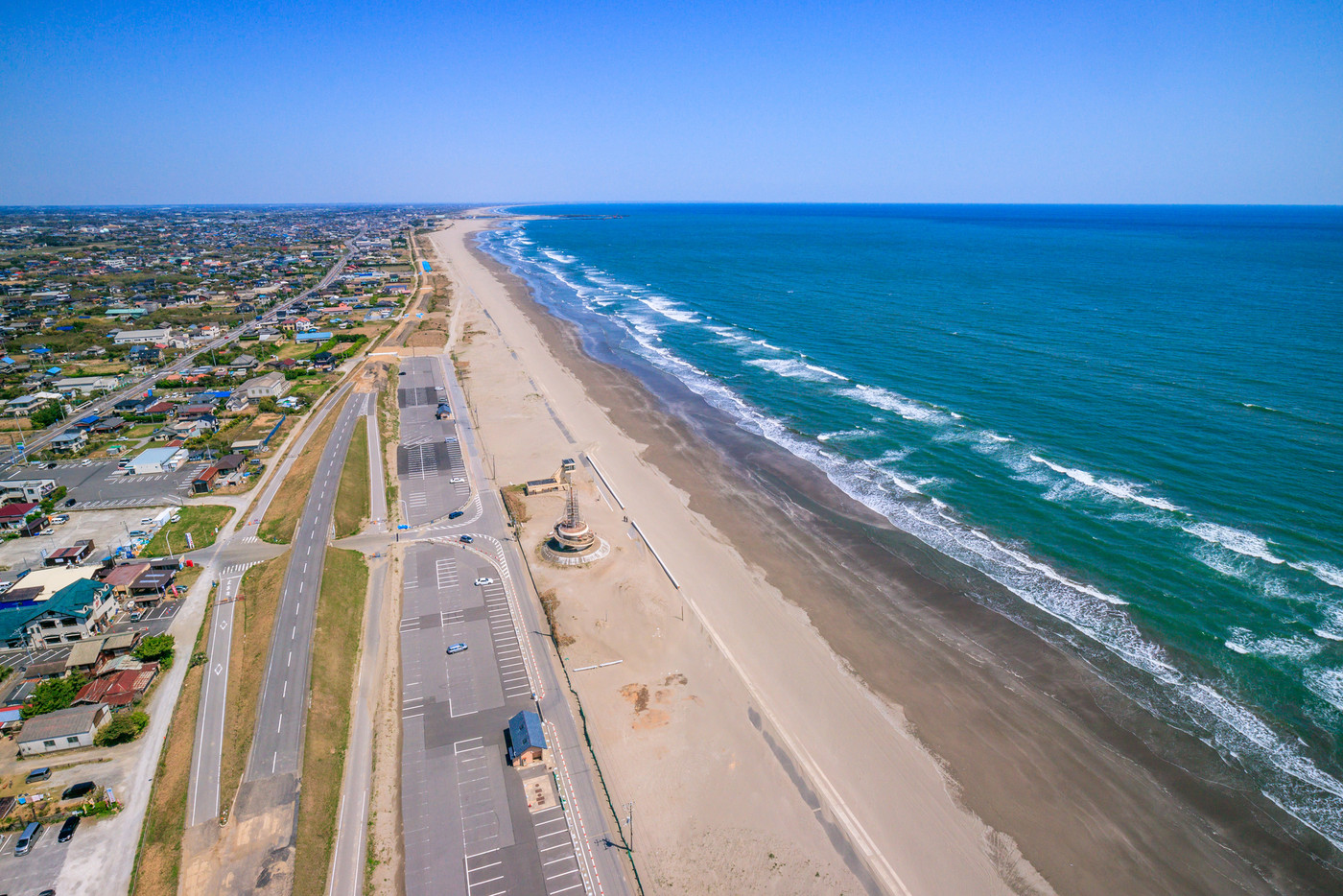山武郡九十九里町　不動堂海水浴場付近を空撮