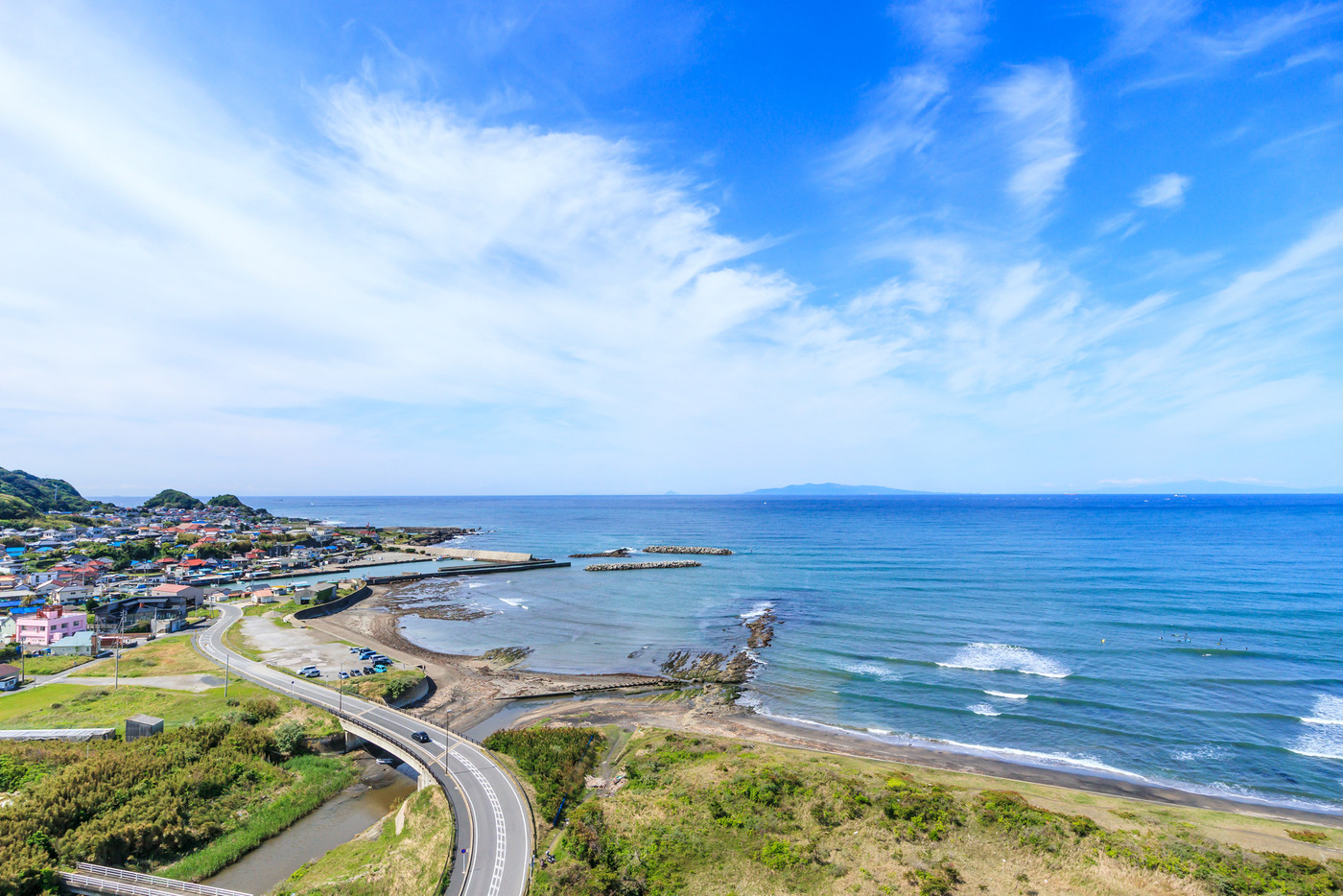 館山市平砂浦海岸付近を空撮