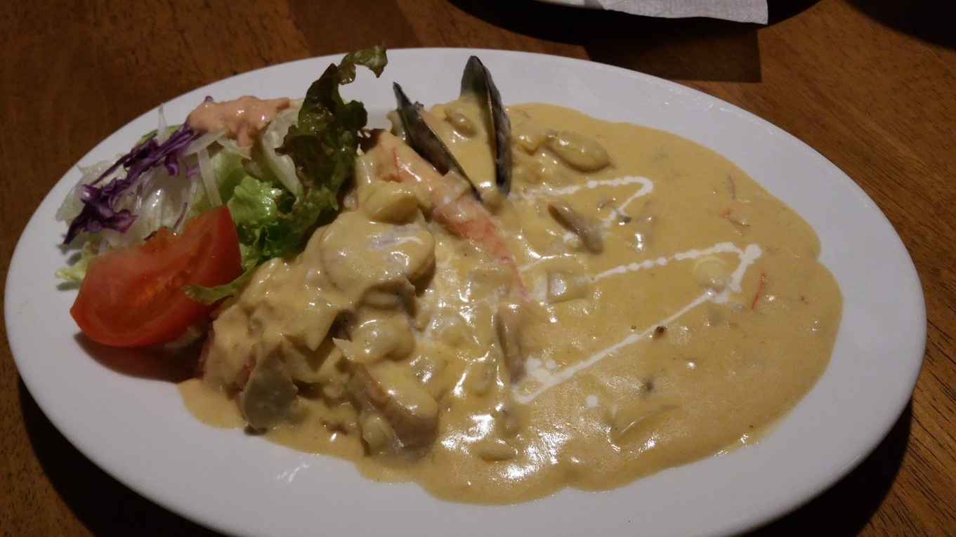 「レストラン　のや」料理 606241 ウィズライスより魚介のクリームソース（850円）です。2015年12月