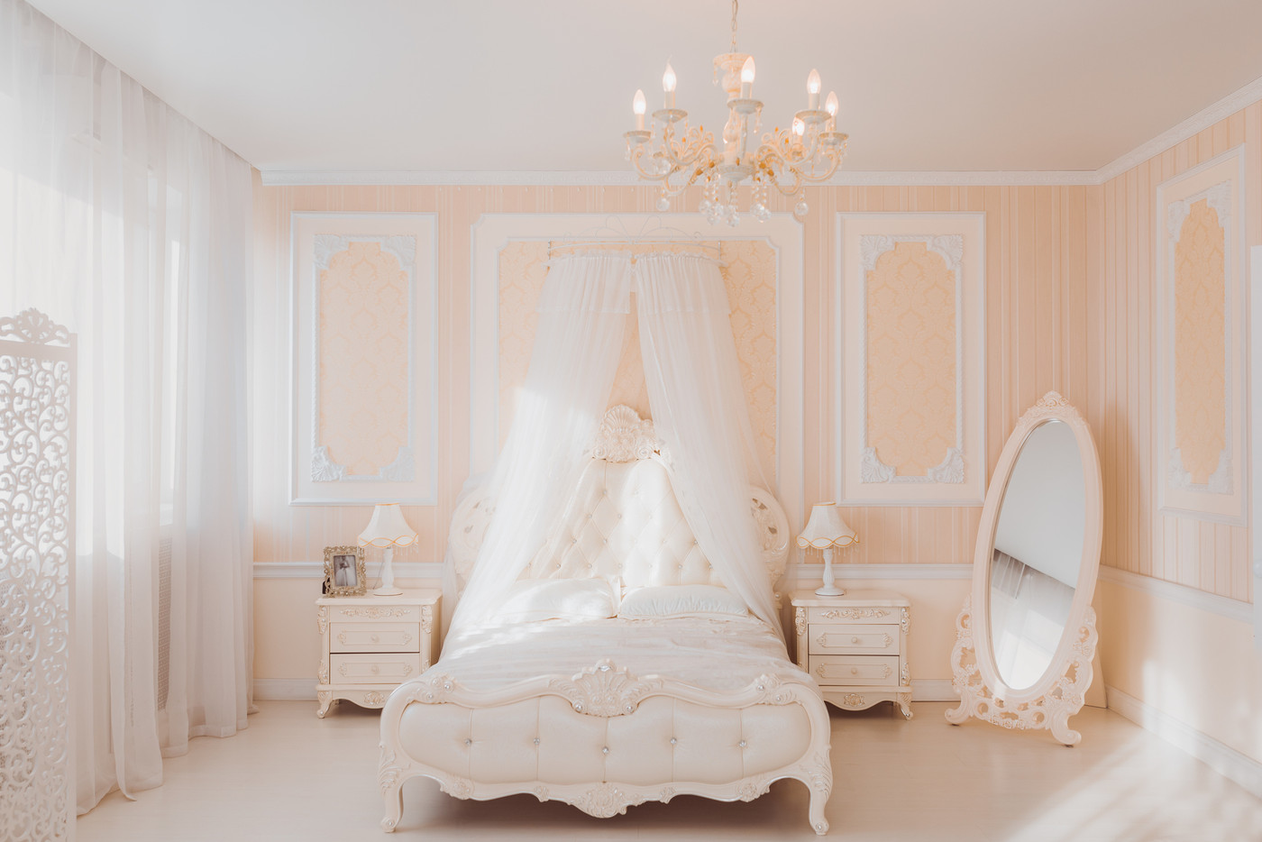White interior of luxury bedroom