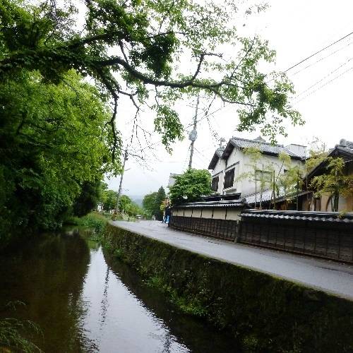 金鱗湖につながる大分川 / 2