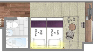 スタンダードツインルームユニットバス2名用禁煙(清掃は3日に1度となります)