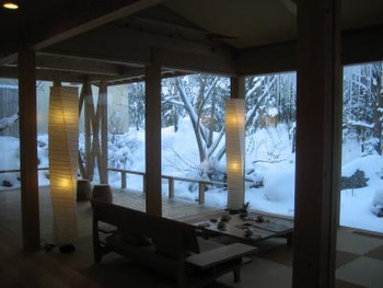 平湯温泉で雪見風呂ならこのお宿：「平湯温泉 もずも」960878