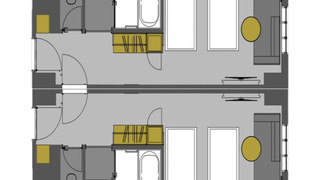 コネクティング ルーム (ソファベッド付きツイン２部屋、大人６名用, 禁煙)