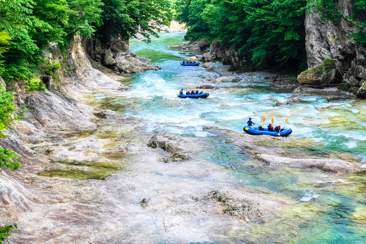 利根川でのラフティング(夏)