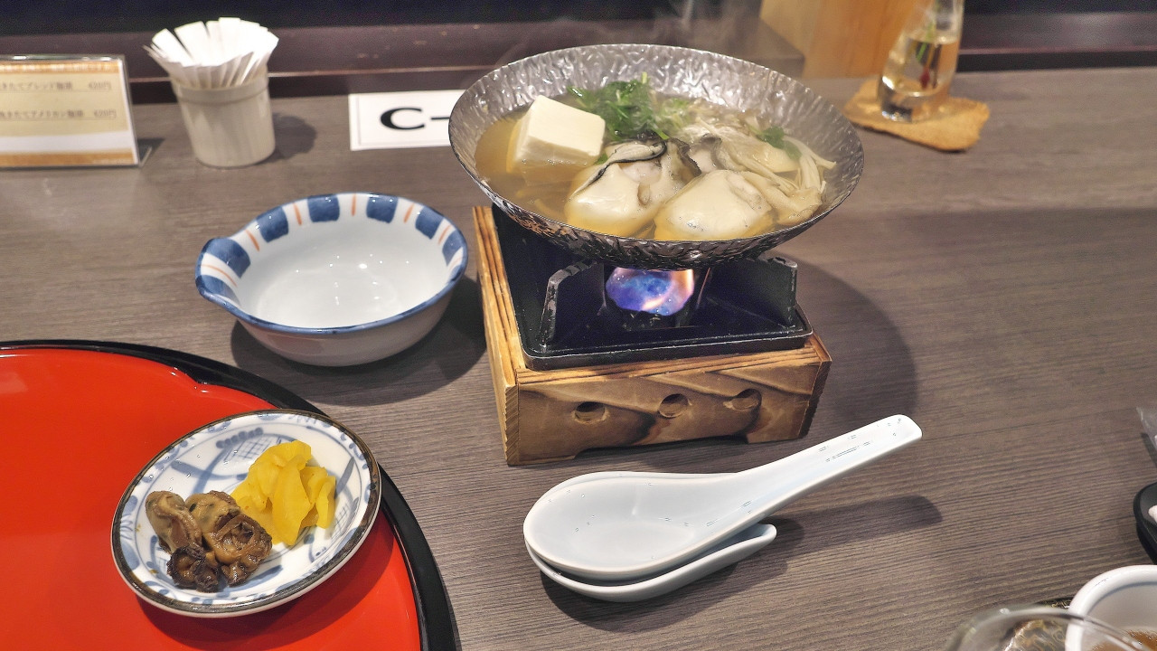 夕食の牡蠣料理