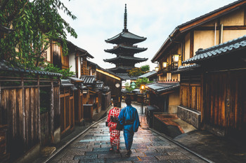 Traveler in Higashiyama District, Kyoto, Japan