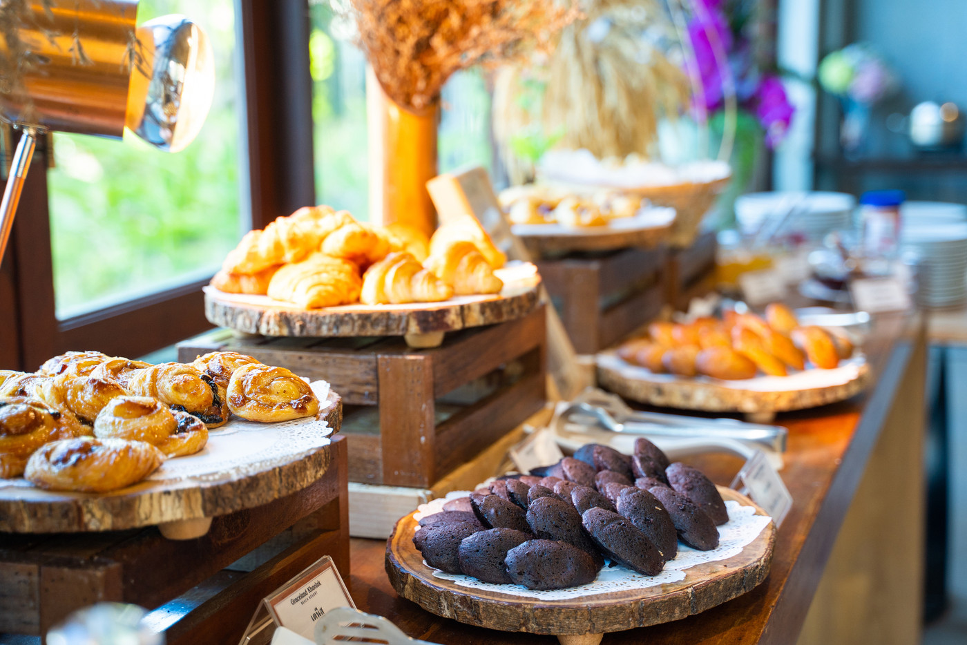 A variety of fresh homemade bread and bakery in hotel