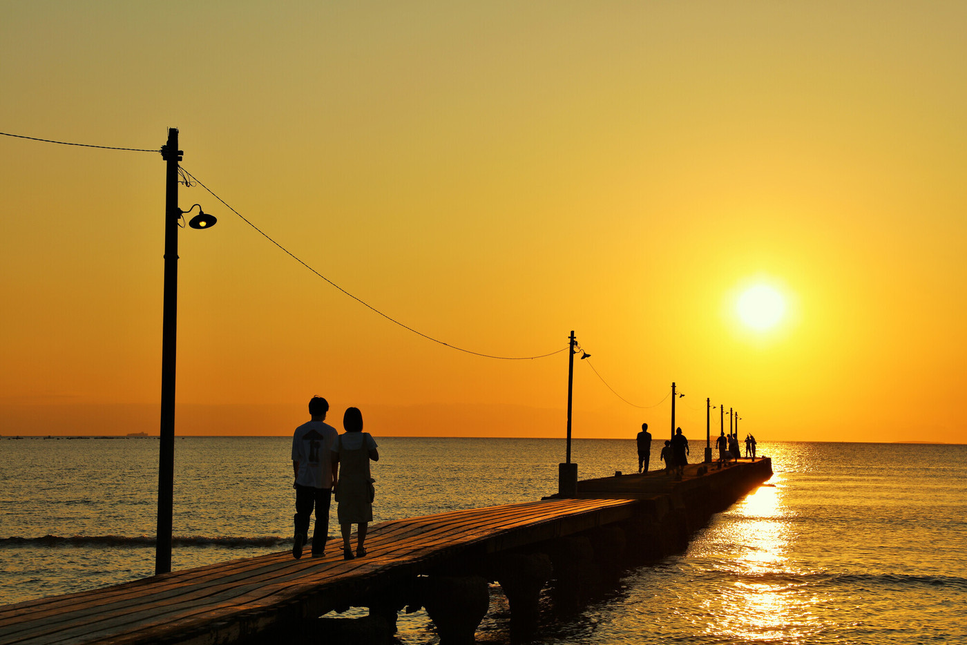 千葉県　夕暮れの岡本桟橋（原岡桟橋）