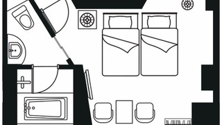 エグゼクティブ スタジオ シングルベッド 2 台