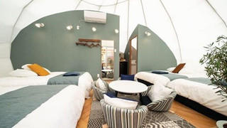 [レインドロップ] 雨粒型が可愛いテント (トイレ, シャワー付) 禁煙