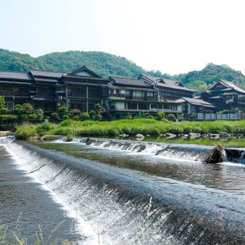 Misasa onsen early summer, fresh green scenery