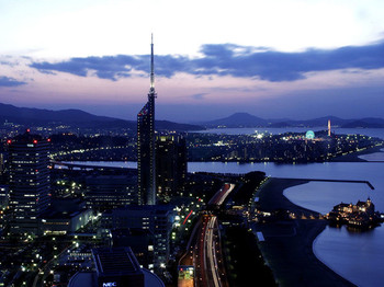 Cityscape and scenery of Fukuoka City Night view of Island City (nearby)