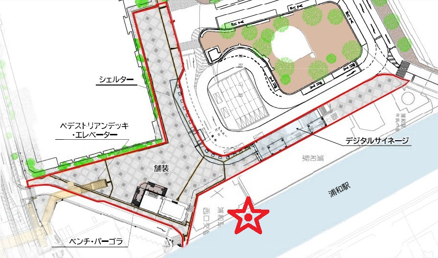 浦和駅西口の市民広場に、直接、面した一等地の場所になります。