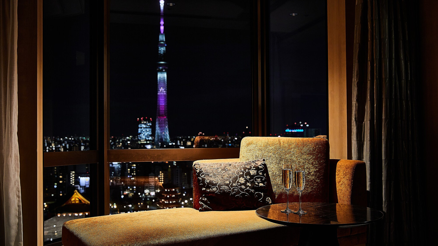 スカイツリーを眺めながらお酒を嗜む優雅なひと時4283778