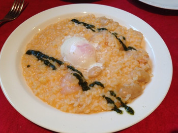 「Il Giglio」料理 1257896 小エビと白インゲンのリゾット 半熟卵をのせて