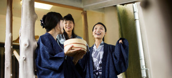 Woman enjoying onsen trip