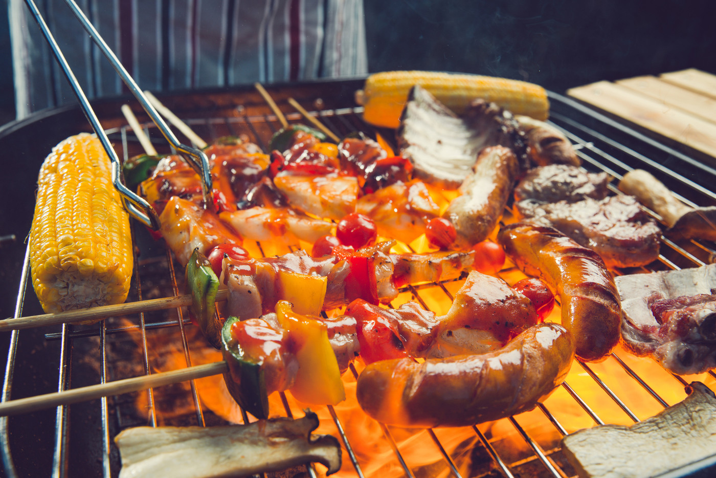 Barbecue grill on a barbecue on the grill