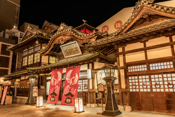 Ehime Dogo by night, Matsuyama City onsen Main building