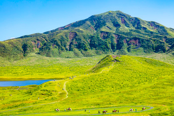 Beautiful Kusasenrigahama (Aso City, Kumamoto), a tourist destination that represents Aso