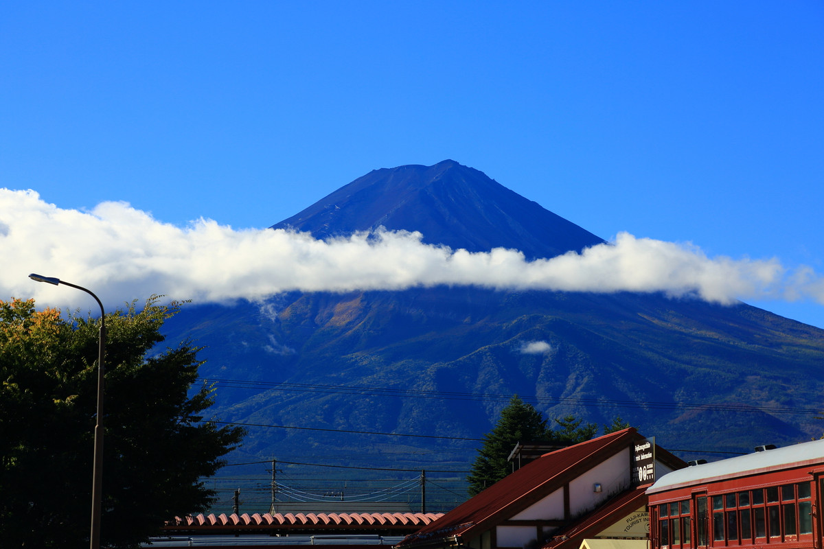 河口湖駅から見える富士山