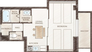 スーペリア 4 人部屋 1 ベッドルーム バルコニー