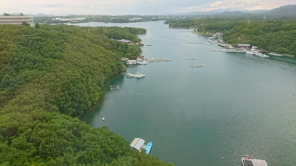 英虞湾の一部と、森の向こうに「ザ・ベイスイート」が見える