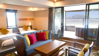 絶景浅間view露天風呂(沸し湯)プレミアムスーペリアツイン 禁煙 - 宿泊されるお客様(お子様含む)を含めた人数検索をした上ご予約頂きますようお願い致します